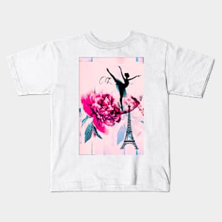 Paris,pink, ballerina Kids T-Shirt